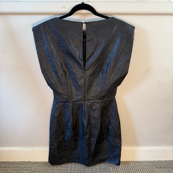 Please Leather Black Structured Shoulder Pad Dress - Picture 2 of 6